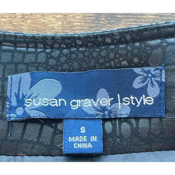 Susan Graver Womens Small Black Style Blazer short Faux Leather Business Casual - Picture 7 of 11